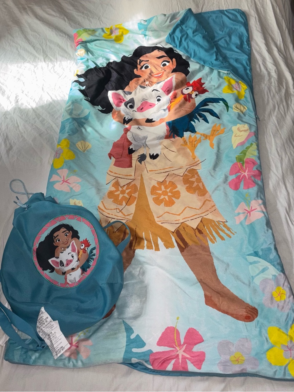 Disney Moana Pua Hei Hei Kid sleeping bag W/ Carrying Drawstring Backpack
